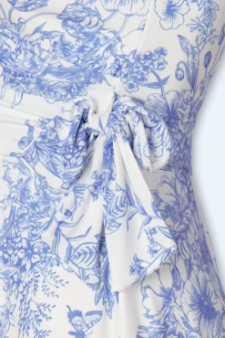 Online Vintage Chic for Topvintage Layla Floral Swing Kleid In Weis Und Blau