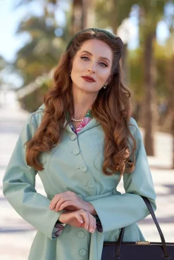 Discount Miss Candyfloss Lorily Minty Floral Reversibler Wasserabweisender Mantel In Mint