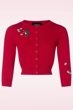 Fashion Collectif Clothing Lucy Posty Cat Strickjacke In Rot