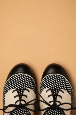 Best Sale Nemonic Madison Lederschuhe In Schwarz Und Cremeweis