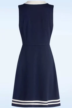 Store Vixen Maritimes, Armelloses Kleid Mit Schleife In Marineblau