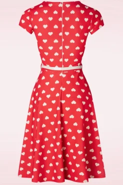 Online Vintage Chic for Topvintage Minnie Hearts Swing Kleid In Rot