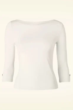 Cheap Banned Retro Modern Love Top In Elfenbein