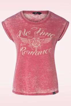 Clearance Queen Kerosin No Time T-Shirt In Red Wash