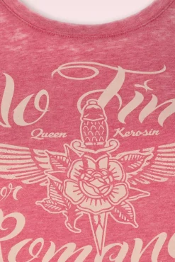 Clearance Queen Kerosin No Time T-Shirt In Red Wash