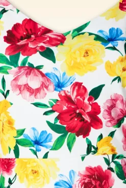 New Vintage Chic for Topvintage Nori Floral Etuikleid In Weis