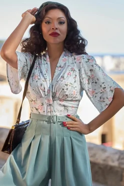 Hot Miss Candyfloss Odele Minty Floral Jumpsuit In Mint