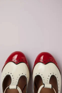 Cheap Nemonic Ojo T-Riemen Pumps In Creme Und Rot