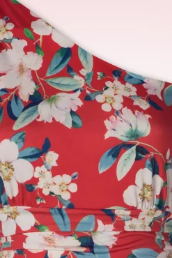 Hot Vintage Chic for Topvintage Olga Flowers One-Shoulder-Maxikleid In Warmem Rot