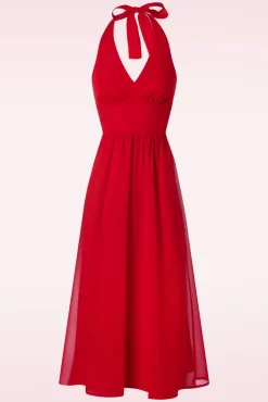 Best Timeless Olive Neckholder Kleid In Rot
