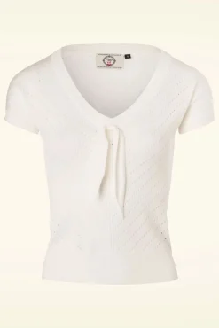 Clearance Banned Retro Patricia Pointelle Top In Off White