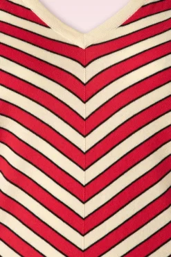 Fashion King Louie Port Streifen Doppel V Top In Fiery Rot