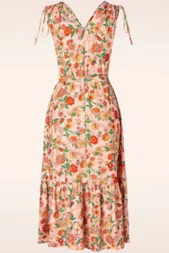 Cheap Vixen Rainbow Floral Flare Kleid In Hellrosa