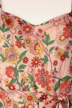 Best Sale Vixen Rainbow Floral Print Jumpsuit In Hellrosa