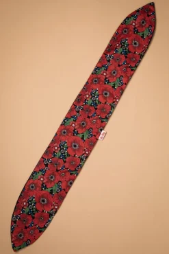 Store Be Bop a Hairbands Retro Mohnblumen Haarschal In Schwarz Und Rot