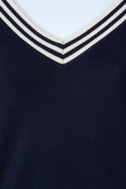 Best Vixen Sally Stripe Neckline Kurzarm Top In Marineblau