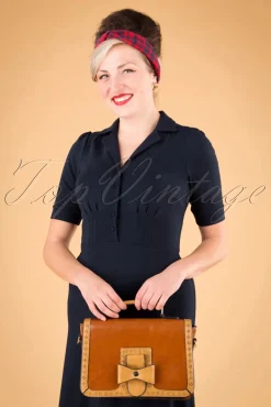 Sale Banned Retro Scandal Office Handtasche In Camel Und Cognac