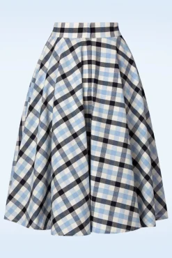 Outlet Banned Retro Sea Blue Check Rock In Marineblau