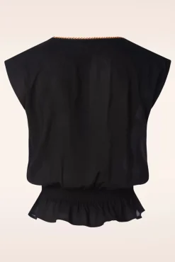Best Sale King Louie Selly Citrine Stickerei Top In Schwarz