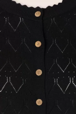 Hot Banned Retro Sommer Scallop Strickjacke In Schwarz