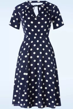 Fashion Banned Retro Spot Set Sail Swing Kleid In Marineblau
