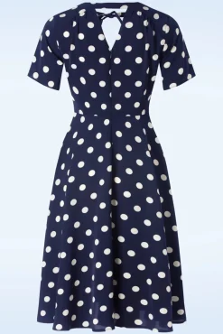 Fashion Banned Retro Spot Set Sail Swing Kleid In Marineblau