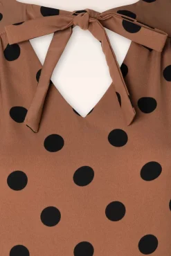 Discount Banned Retro Spot Set Sail Swing Kleid In Braun