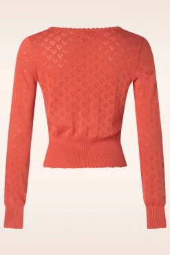 Sale King Louie Strickjacke V Heart Ajour In Tweed Orange