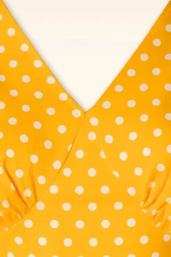 Fashion Banned Retro Summer Spot Swing Kleid In Gelb
