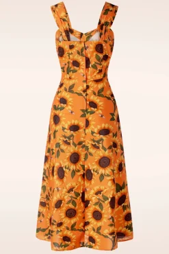 Clearance Vixen Sunflower Print Midi Kleid In Orange