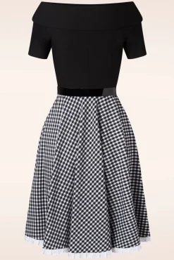 Hot Glamour Bunny The Brigitte Gingham Swing Kleid In Schwarz Und Weis