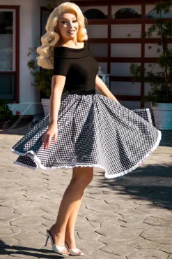 Hot Glamour Bunny The Brigitte Gingham Swing Kleid In Schwarz Und Weis