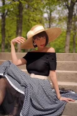 Hot Glamour Bunny The Brigitte Gingham Swing Kleid In Schwarz Und Weis