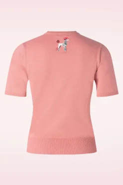 Online Banned Retro The Kissing Poodles Strickjacke In Pink