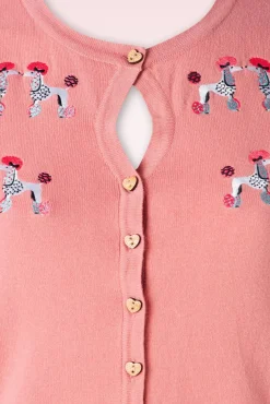 Online Banned Retro The Kissing Poodles Strickjacke In Pink
