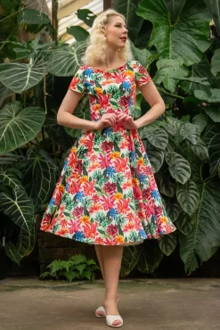 Discount Topvintage Boutique Collection Topvintage Exklusiv ~ Adriana Floral Kurzarm Swing Kleid In Multi