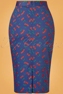 Cheap Topvintage Boutique Collection Topvintage Exklusiv ~ Adriana Cherry Dots Bleistiftrock In Marineblau