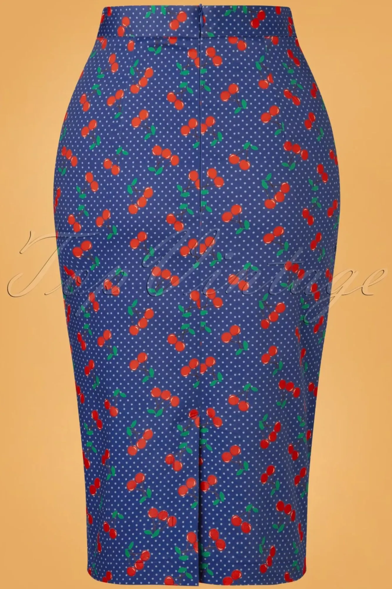 Cheap Topvintage Boutique Collection Topvintage Exklusiv ~ Adriana Cherry Dots Bleistiftrock In Marineblau