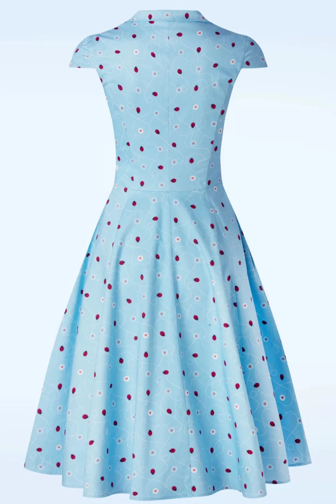 Shop Topvintage Boutique Collection Topvintage Exklusiv ~ Angie Swing Kleid In Hellblau Mit Marienkafer Print