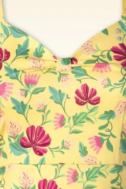 Flash Sale Topvintage Boutique Collection Topvintage Exklusiv ~ Eliane Floral Swing Kleid In Hellgelb