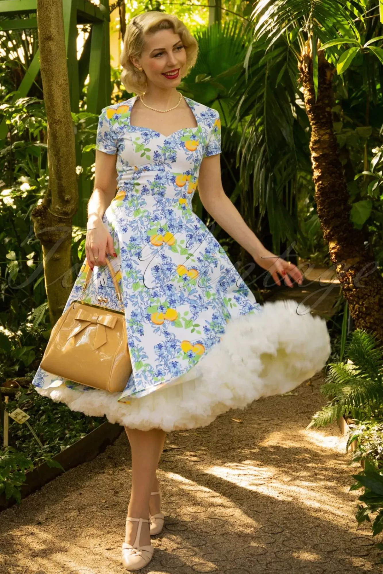 New Topvintage Boutique Collection Topvintage Exklusiv ~ Joliena Swing Kleid In Weis Und Blau