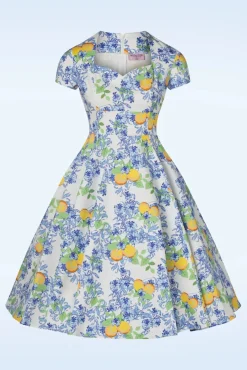New Topvintage Boutique Collection Topvintage Exklusiv ~ Joliena Swing Kleid In Weis Und Blau