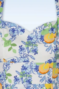 New Topvintage Boutique Collection Topvintage Exklusiv ~ Joliena Swing Kleid In Weis Und Blau