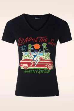 Sale Queen Kerosin T-Shirt „Road To The Sun" In Schwarz