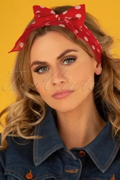 Outlet ZaZoo Vintage Retro Polka Dot Haarschal In Rot