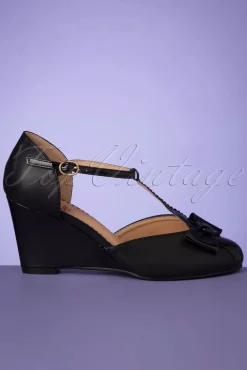 Clearance Banned Retro Vixen Bow Keilschuhe In Schwarz